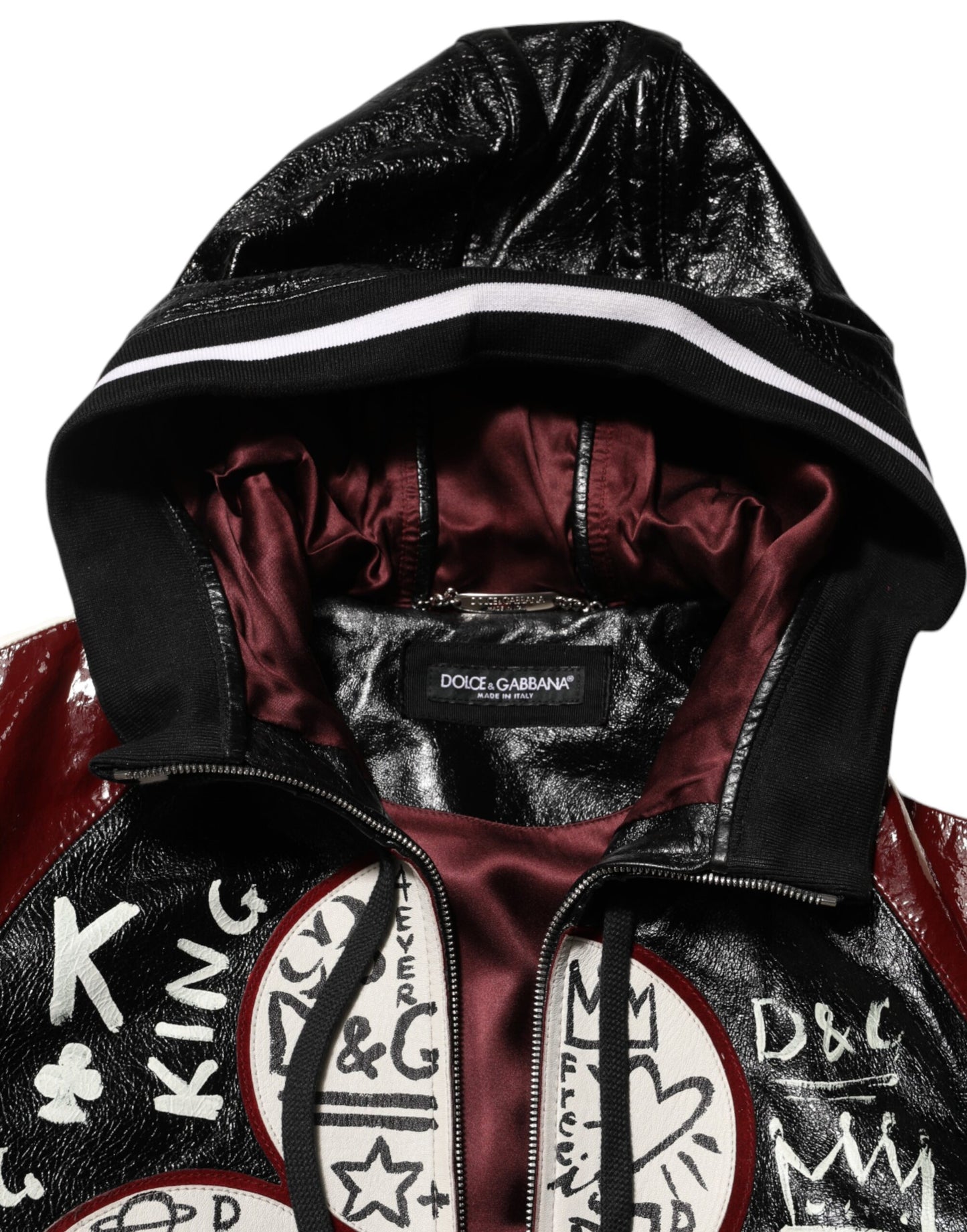 Multicolor Hooded Leather DG King Men Biker Jacket