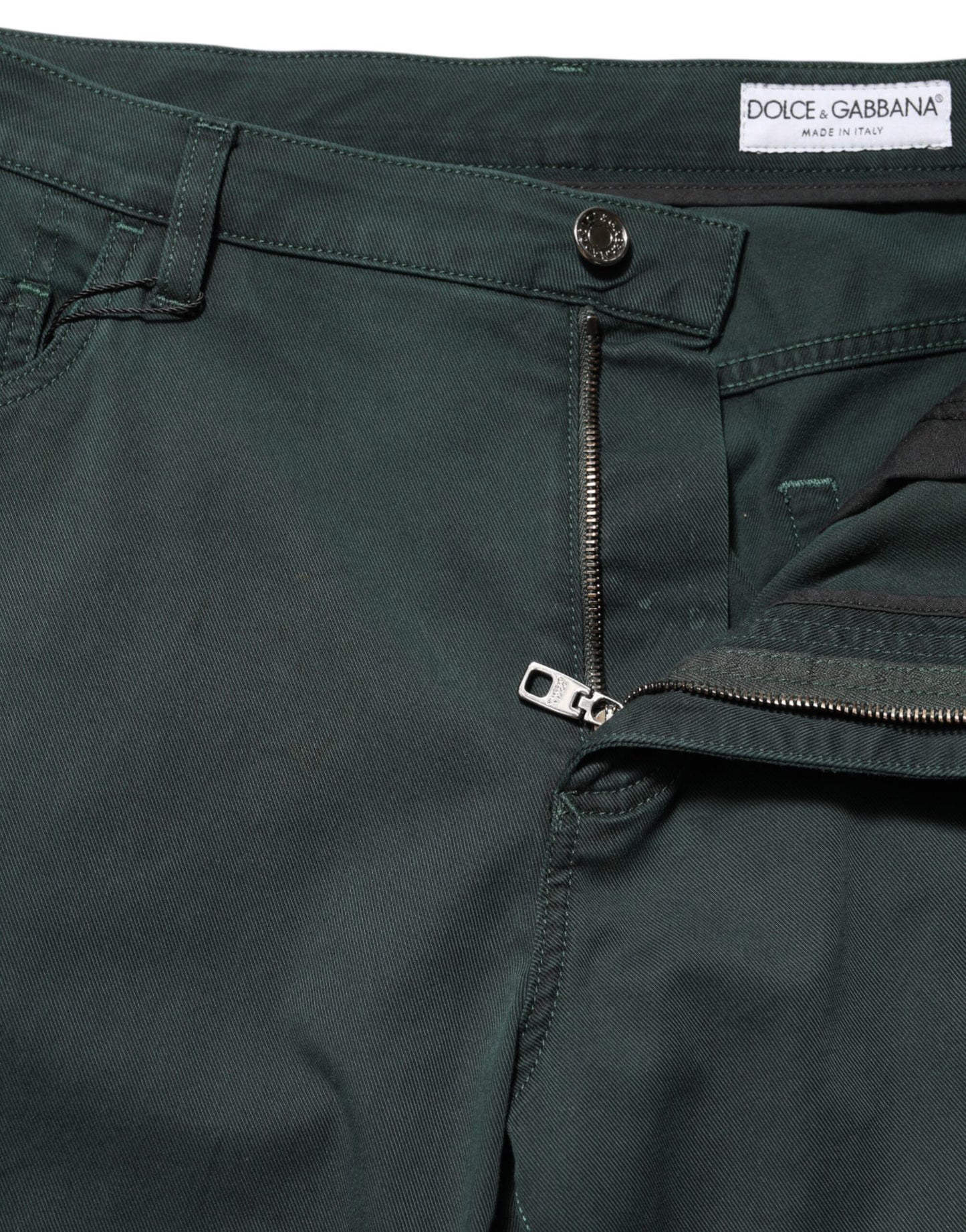 Green Cotton Stretch Men Loose Denim Jeans