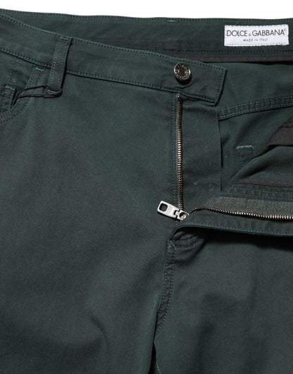 Green Cotton Stretch Men Loose Denim Jeans