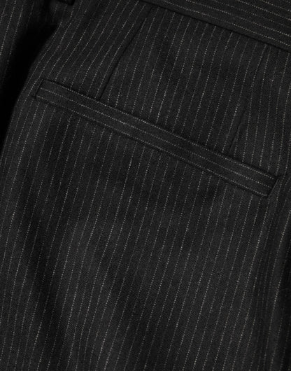 Black Cotton Mid Waist Dress Trouser Pants