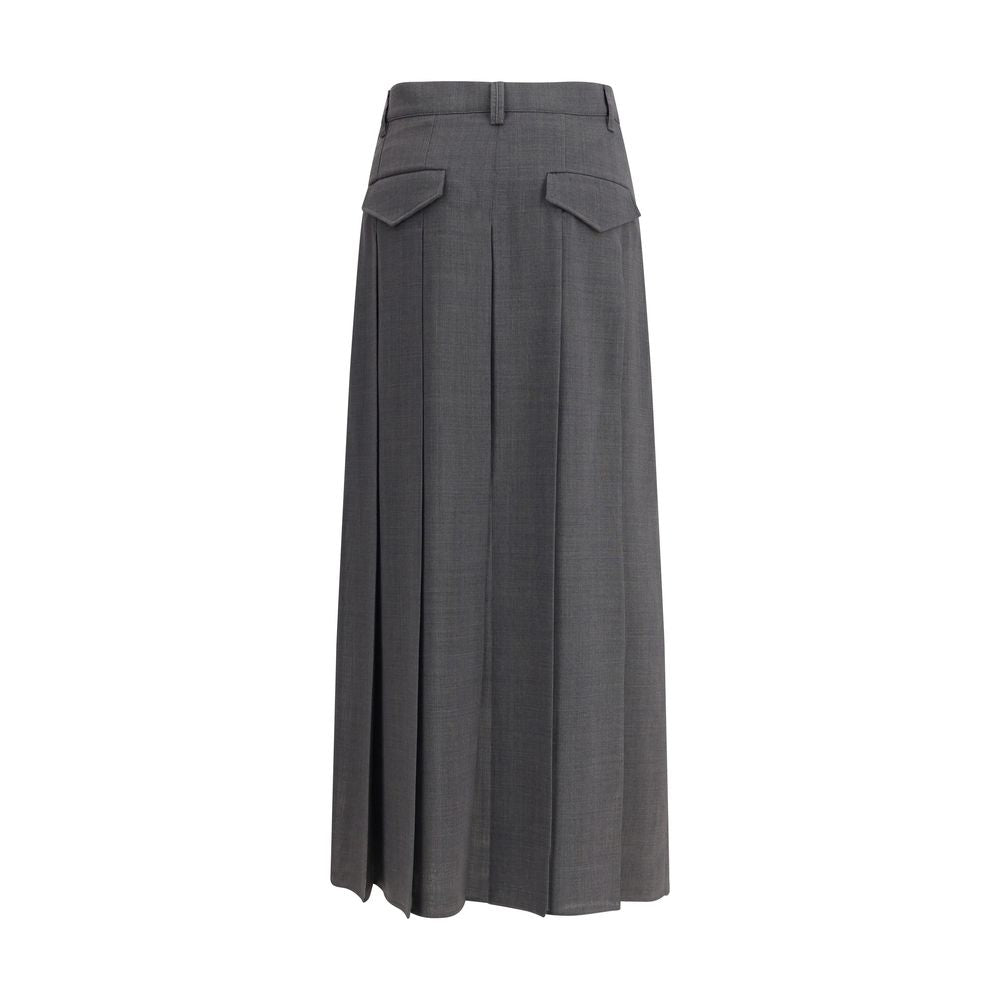 Gray Polyester Long Skirt