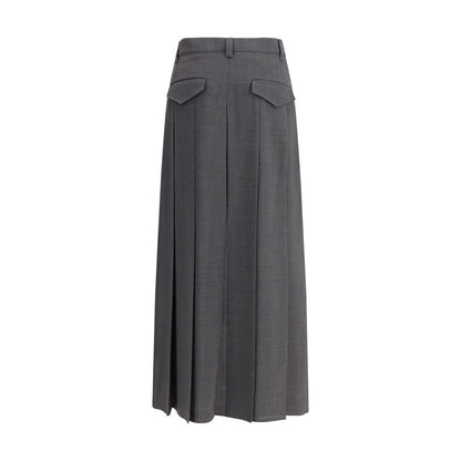Gray Polyester Long Skirt