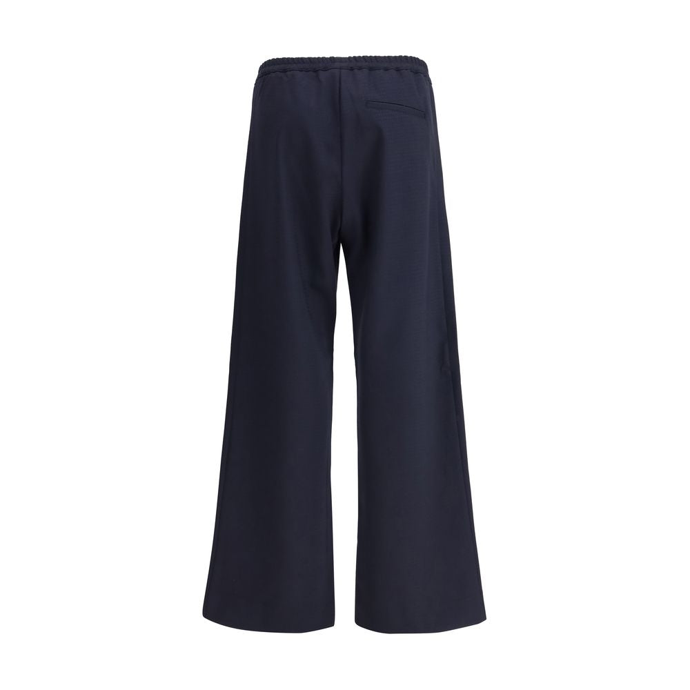 Blue Cotton Casual Pants
