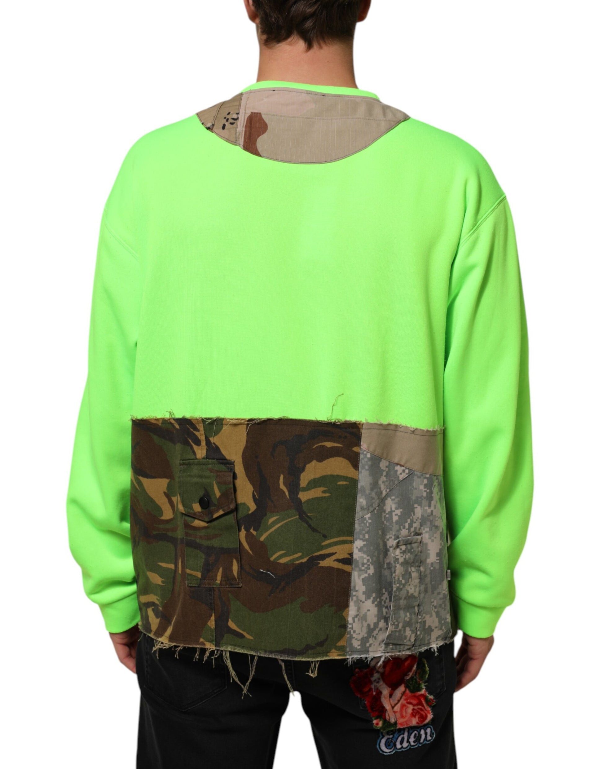 Green Patchwork Heart Men Sweatshirt Sweater