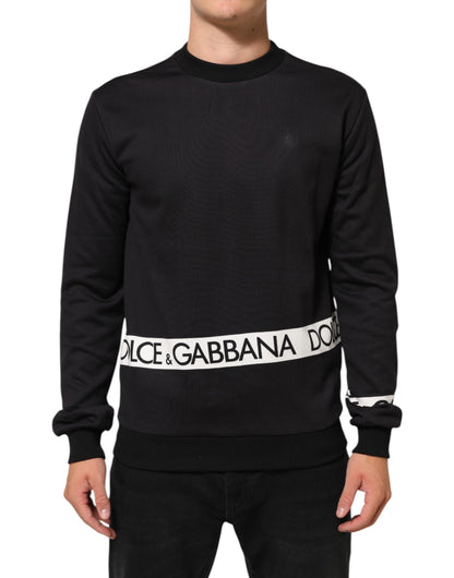 Black Logo Crew Neck Men Sweatshirt Sweater