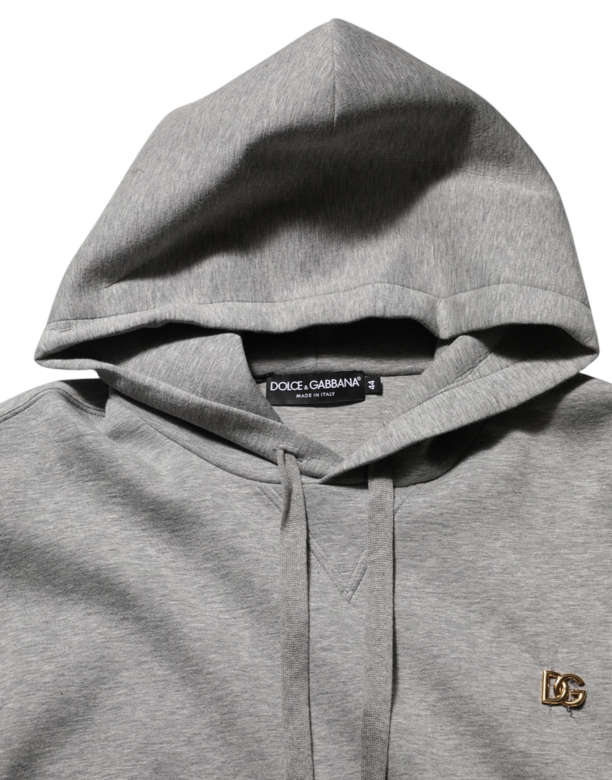 Gray Logo Cotton Hooded Sweatshirt Sweater