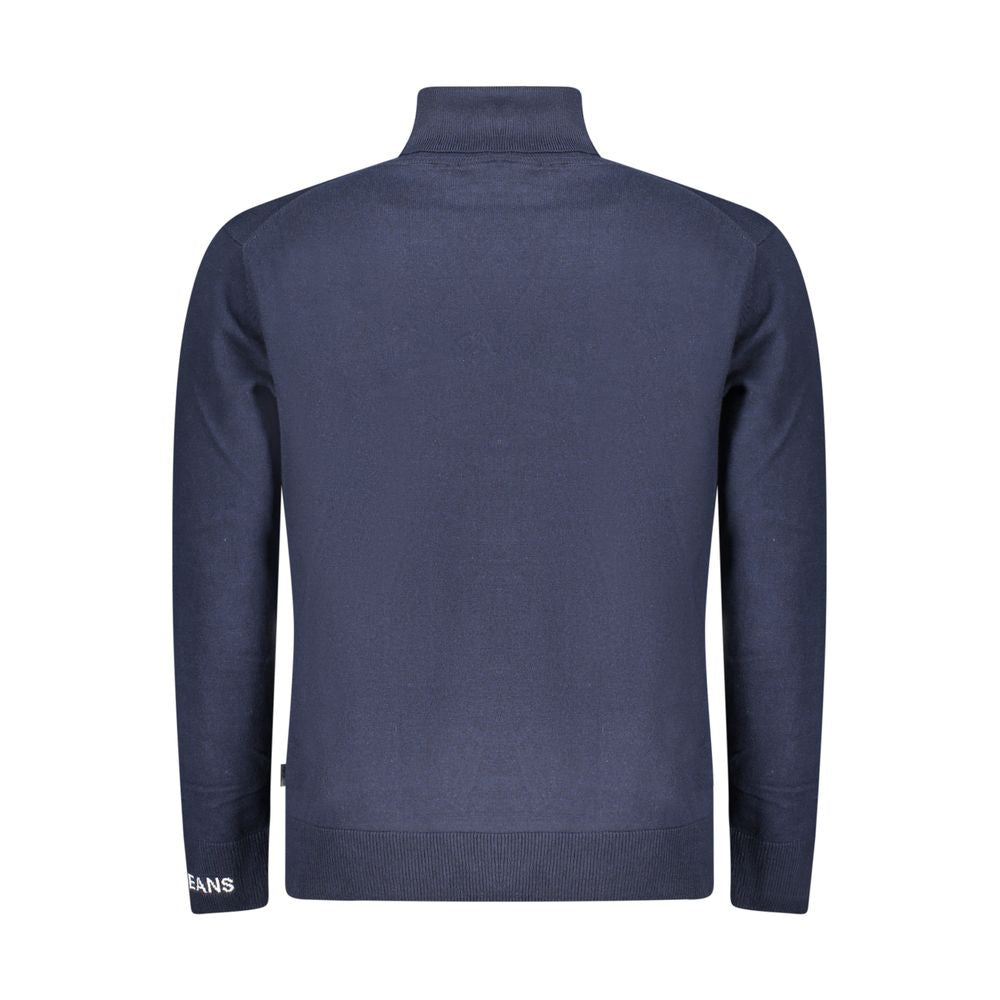Blue Cotton Men Sweater