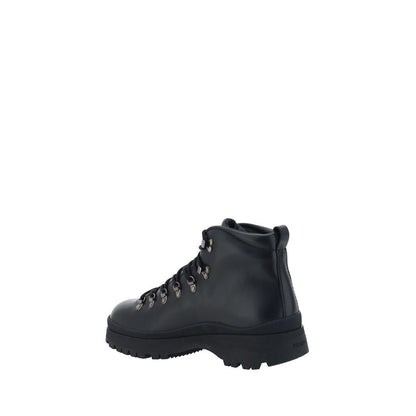 Black Rubber Lace-Up Boots