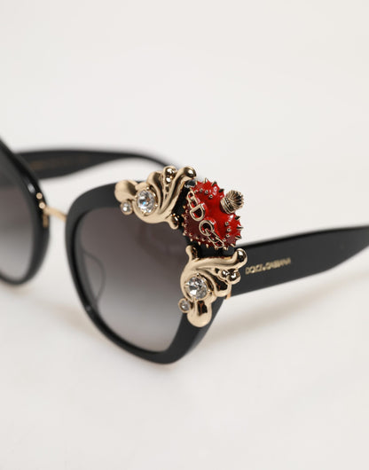 DG4319F Red Sacred Heart Crystal Butterfly Sunglasses