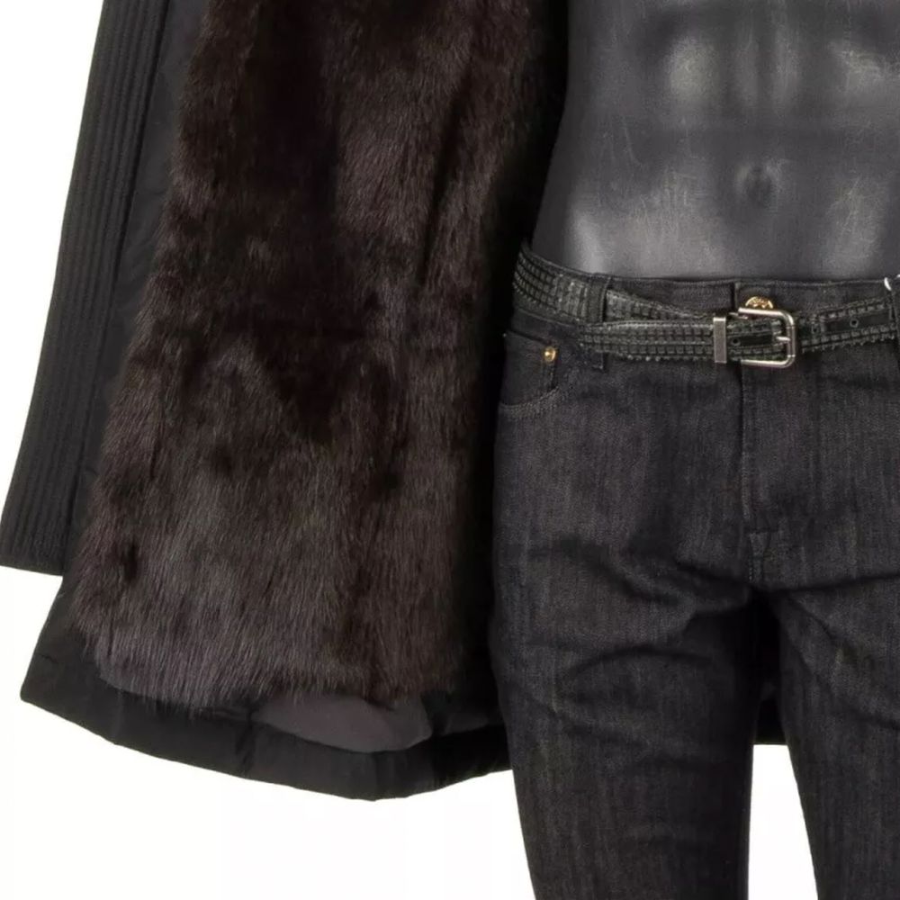 Black Silk Men Parka