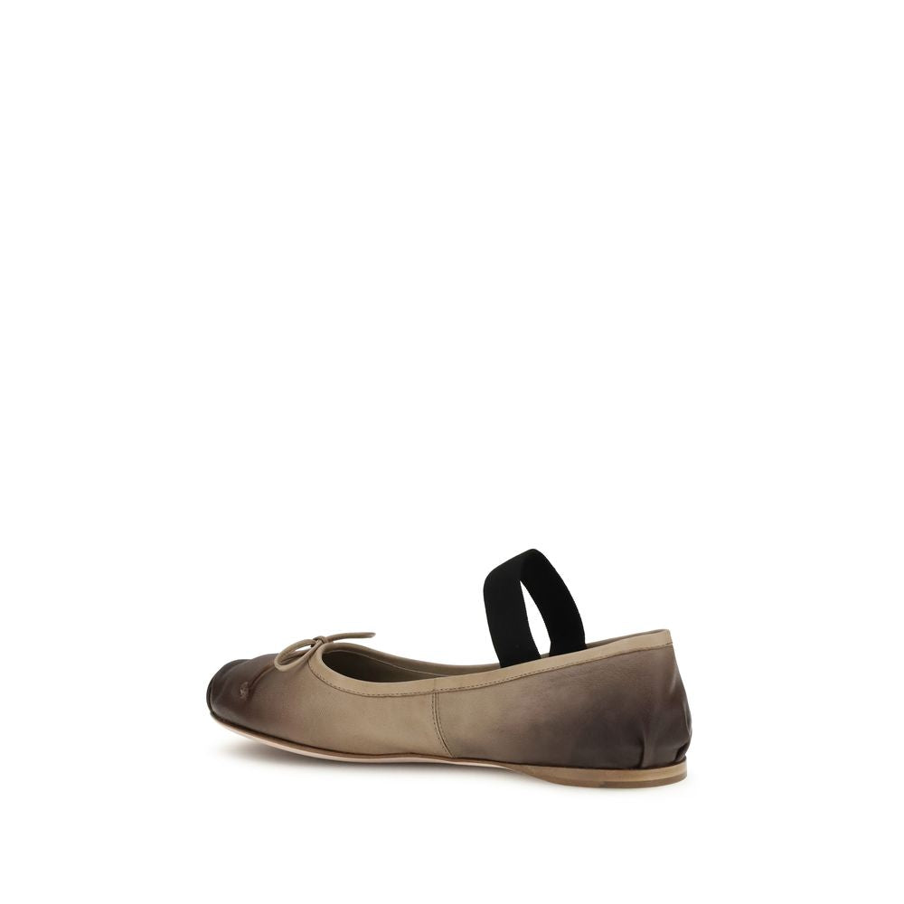 Brown Calf Leather Bos Taurus Ballet Flats