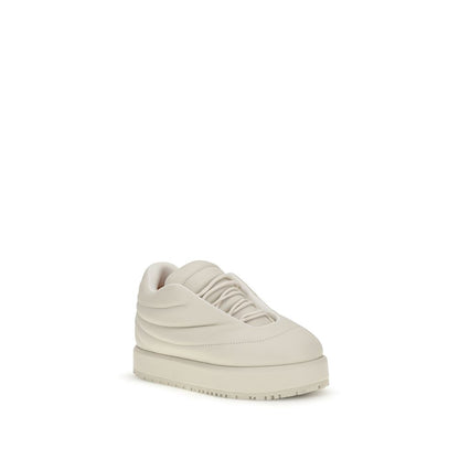Cream Goatskin Platform Sneakers