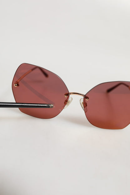 Lucia Gold Metal Cat Eye Red Lenses Sunglasses