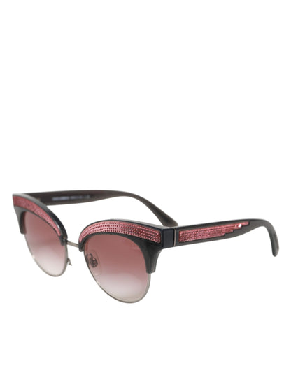 Black Pink Mirrored Cat Eye Sequined Sunglasses