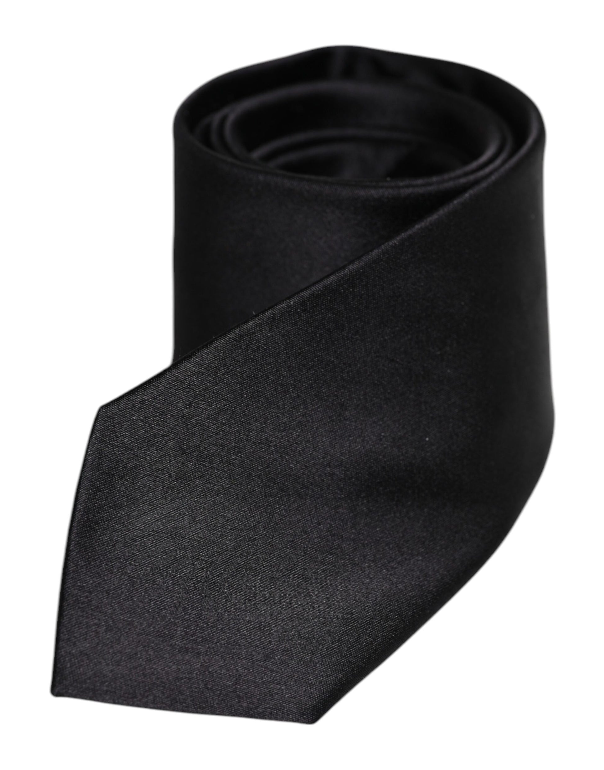Men Black Solid Silk Adjustable Necktie Accessory Tie