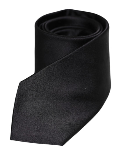 Men Black Solid Silk Adjustable Necktie Accessory Tie