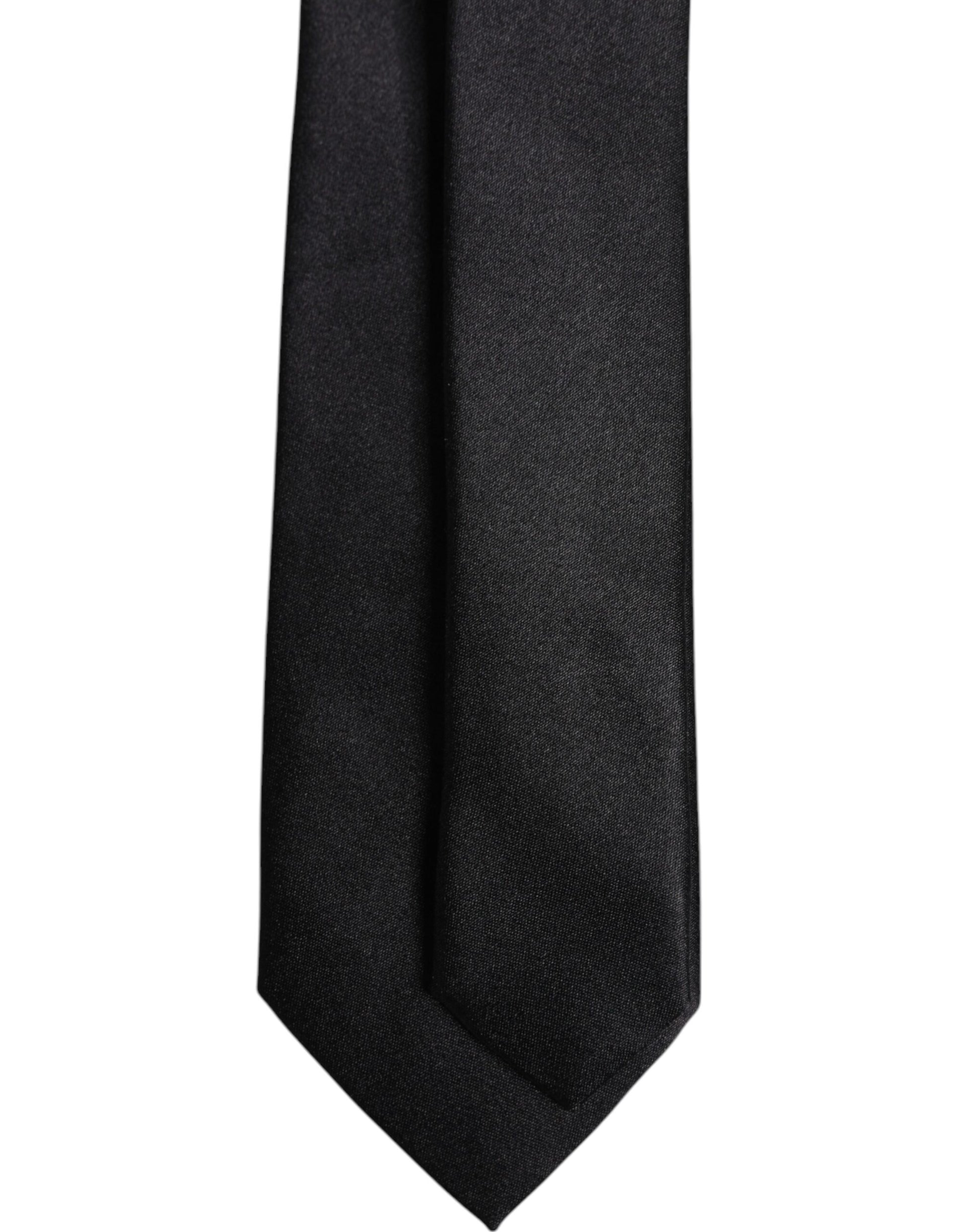 Men Black Solid Silk Adjustable Necktie Accessory Tie