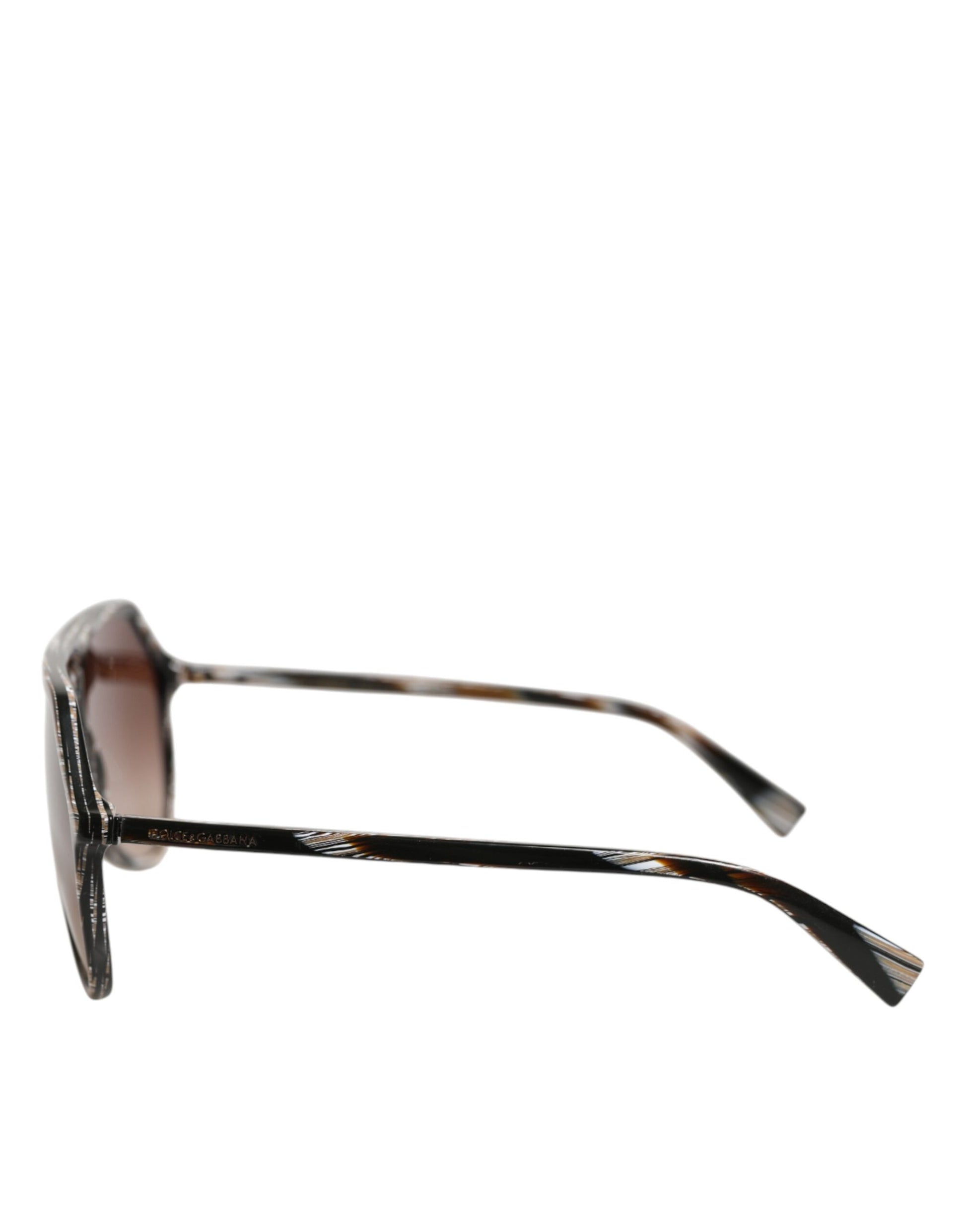 Modified Aviator Striped Brown Acetate Gradient Sunglasses