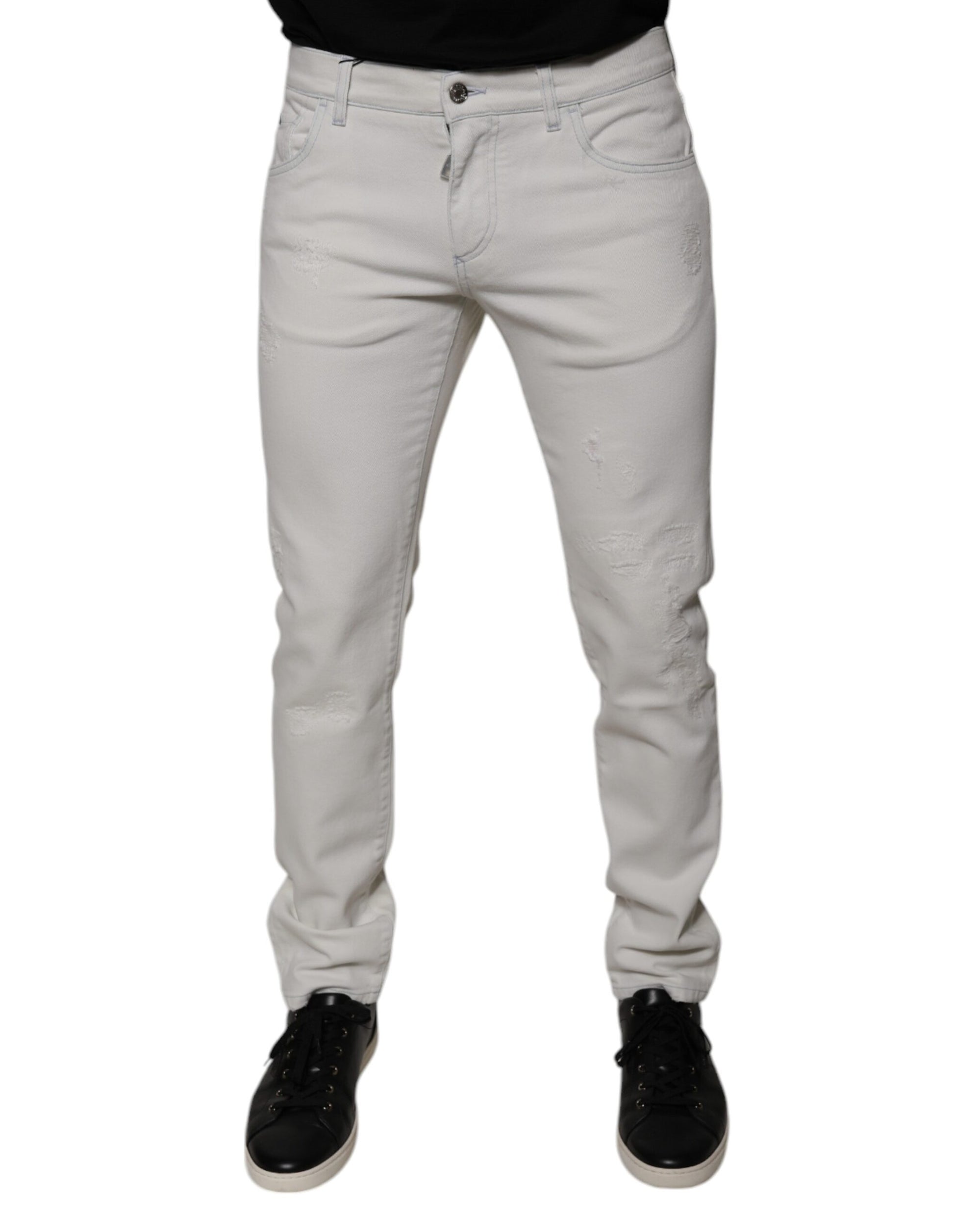 White Cotton Stretch Skinny Men Denim Jeans