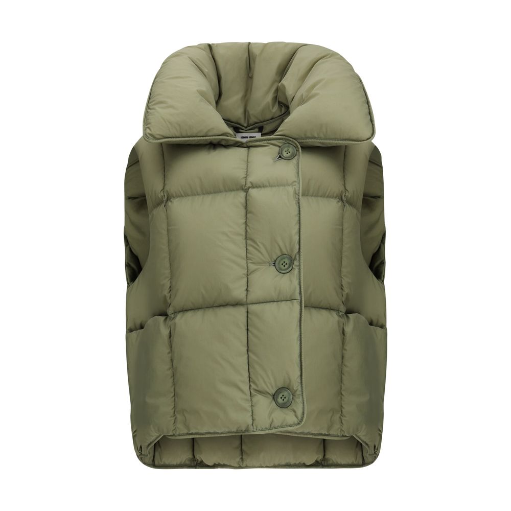 Green Nylon Sleveless Jacket