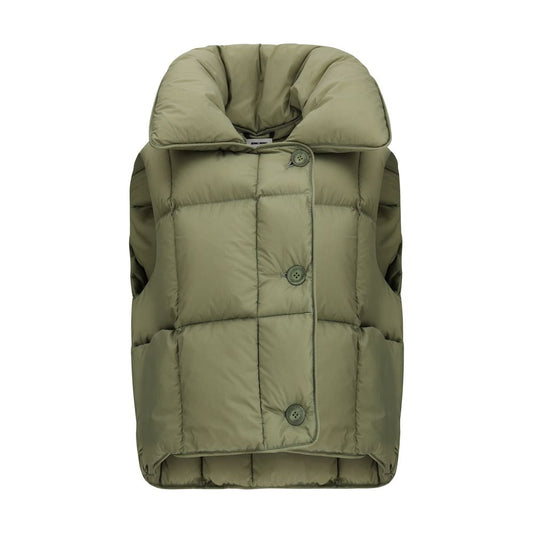 Green Nylon Sleveless Jacket