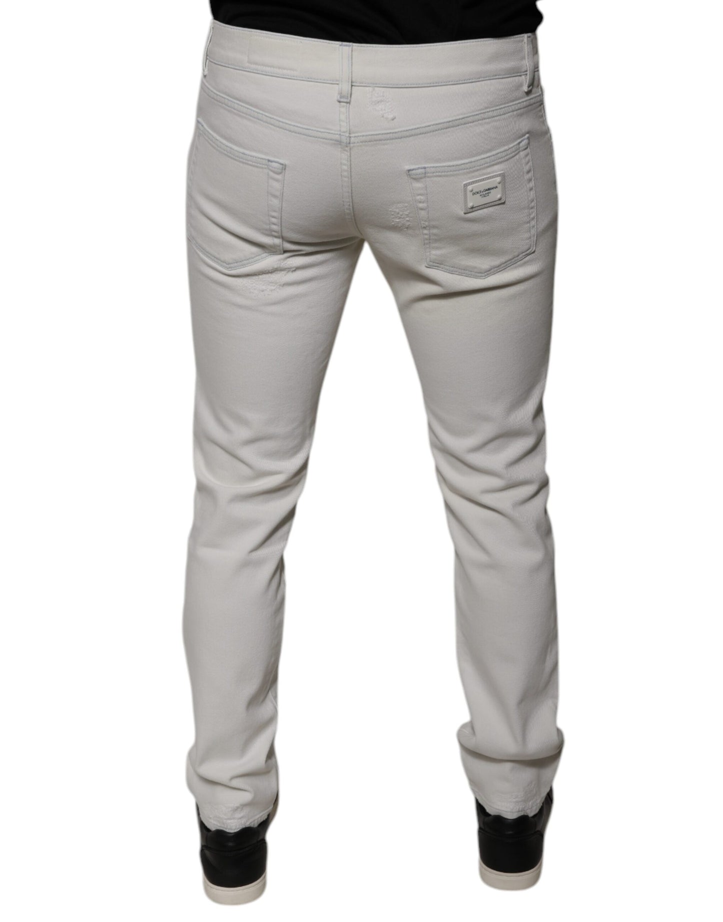 White Cotton Stretch Skinny Men Denim Jeans