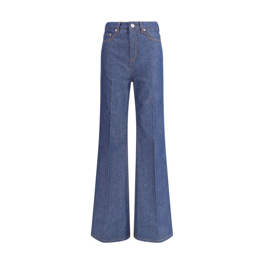 Blue Cotton Flared Jeans
