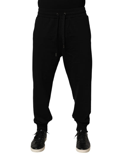 Black DG Logo Cotton Jogger Sweatpants Pants