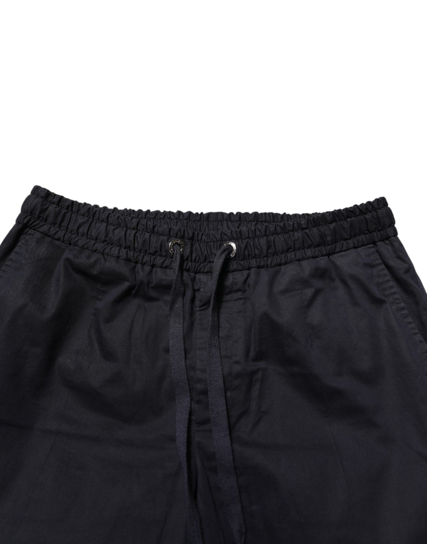 Black Mid Waist Drawstring Men Jogger Pants
