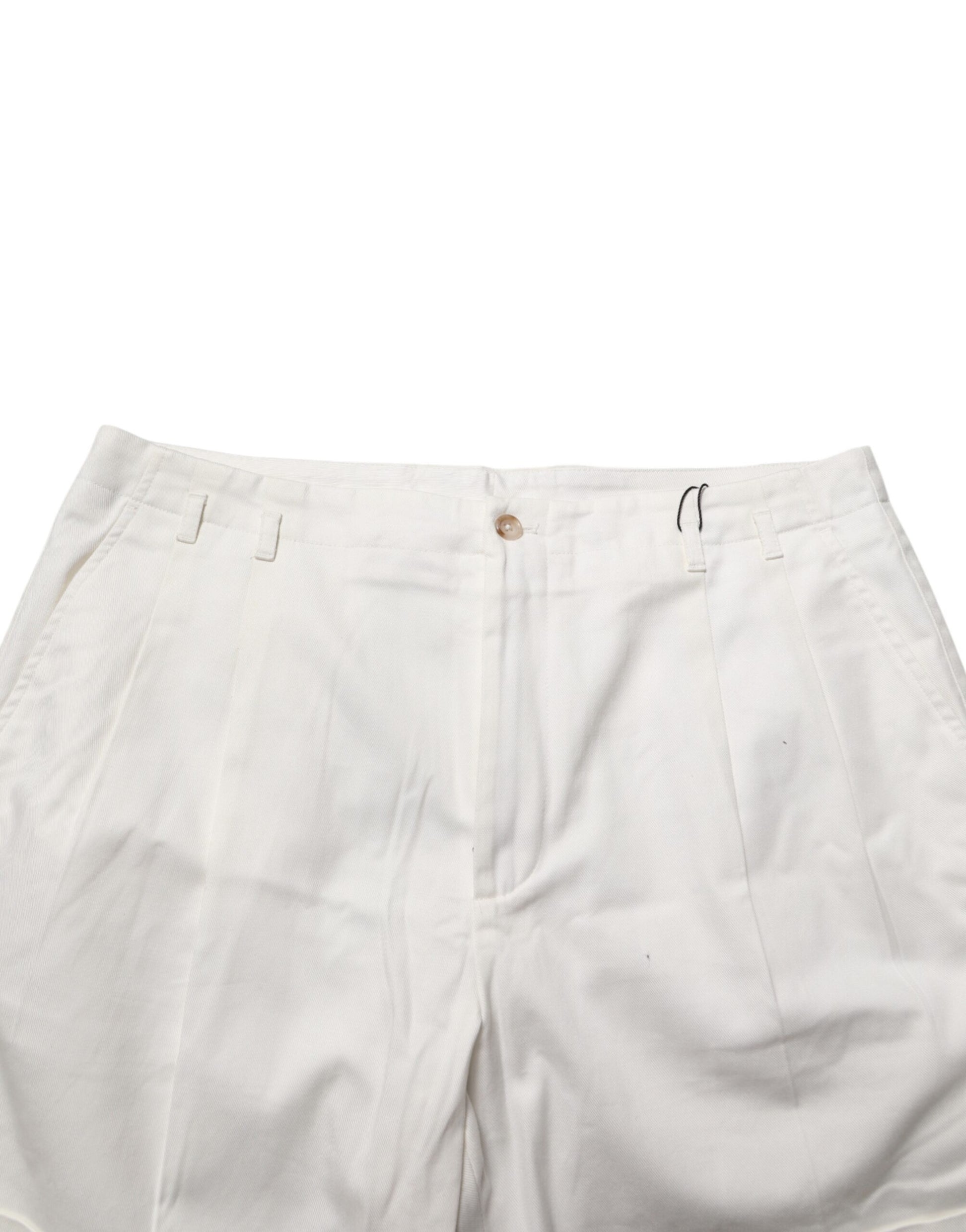 White Cotton Mid Waist Men Bermuda Shorts