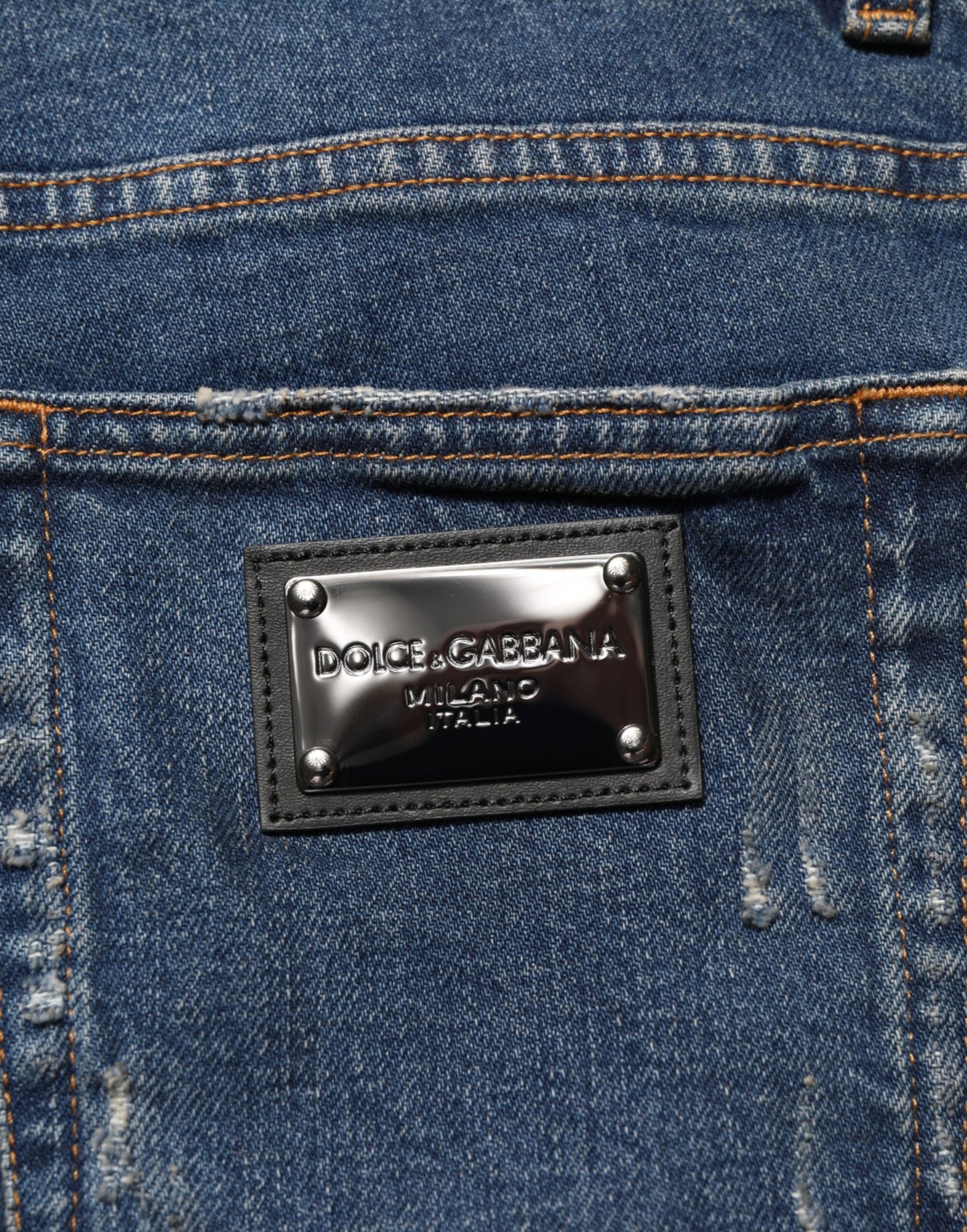 Blue Tattered Cotton Skinny Men Denim Jeans