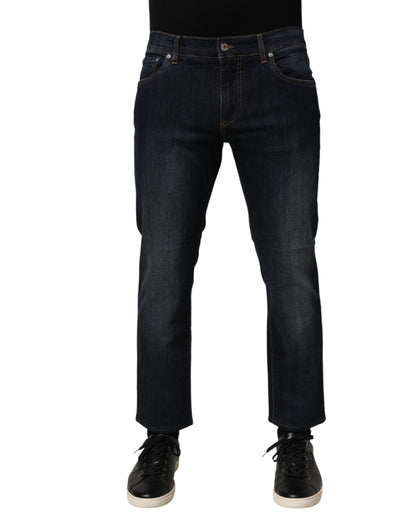 Dark Blue Cotton Skinny Men Denim Jeans