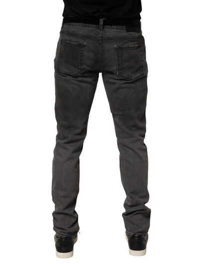 Dark Gray Cotton Skinny Men Denim Jeans