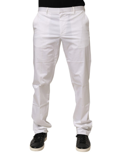 White Cotton Stretch Dress Formal Men Trouser Pants