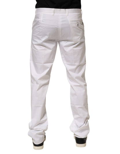 White Cotton Stretch Dress Formal Men Trouser Pants