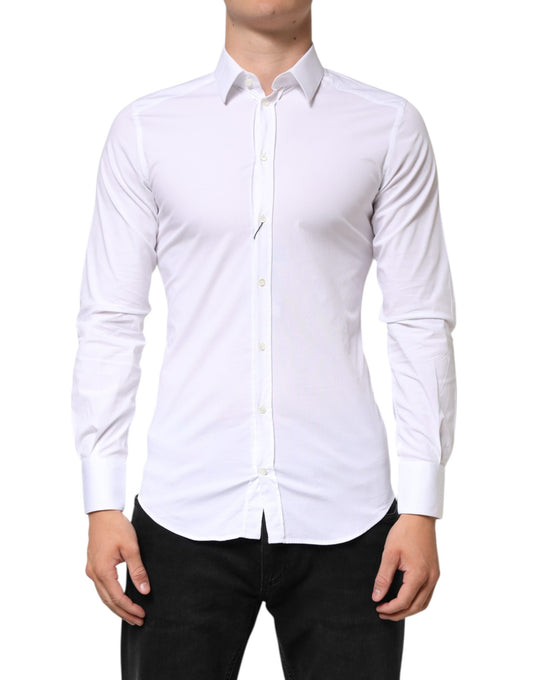 White Cotton GOLD Formal Men Dress Shirt