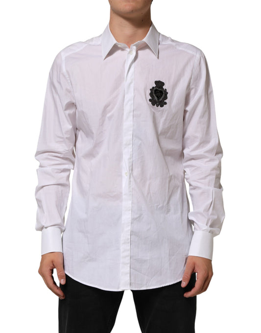 White Cotton MARTINI DG Patch Dress Shirt