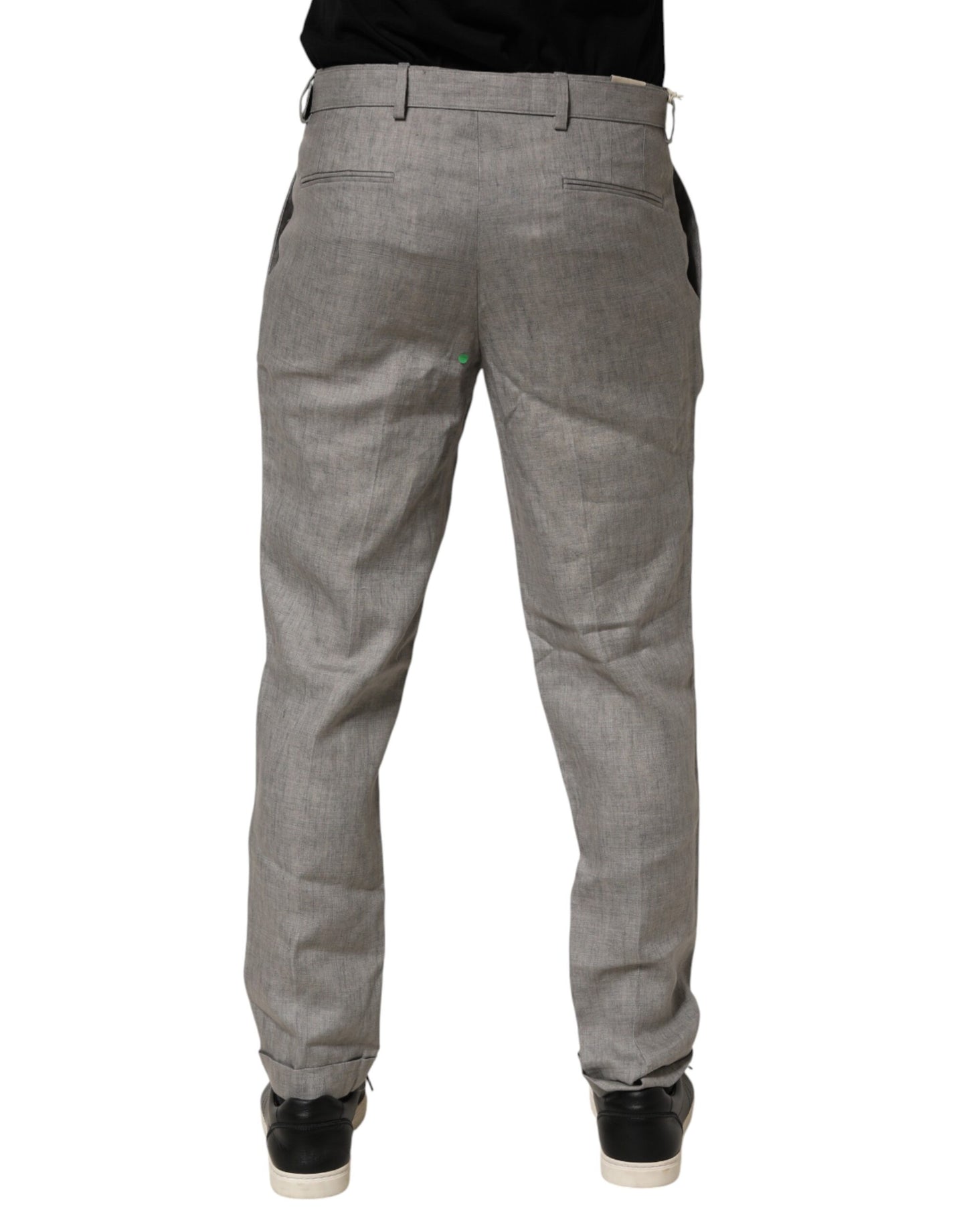 Gray Mid Waist Dress Formal Skinny Men Pants