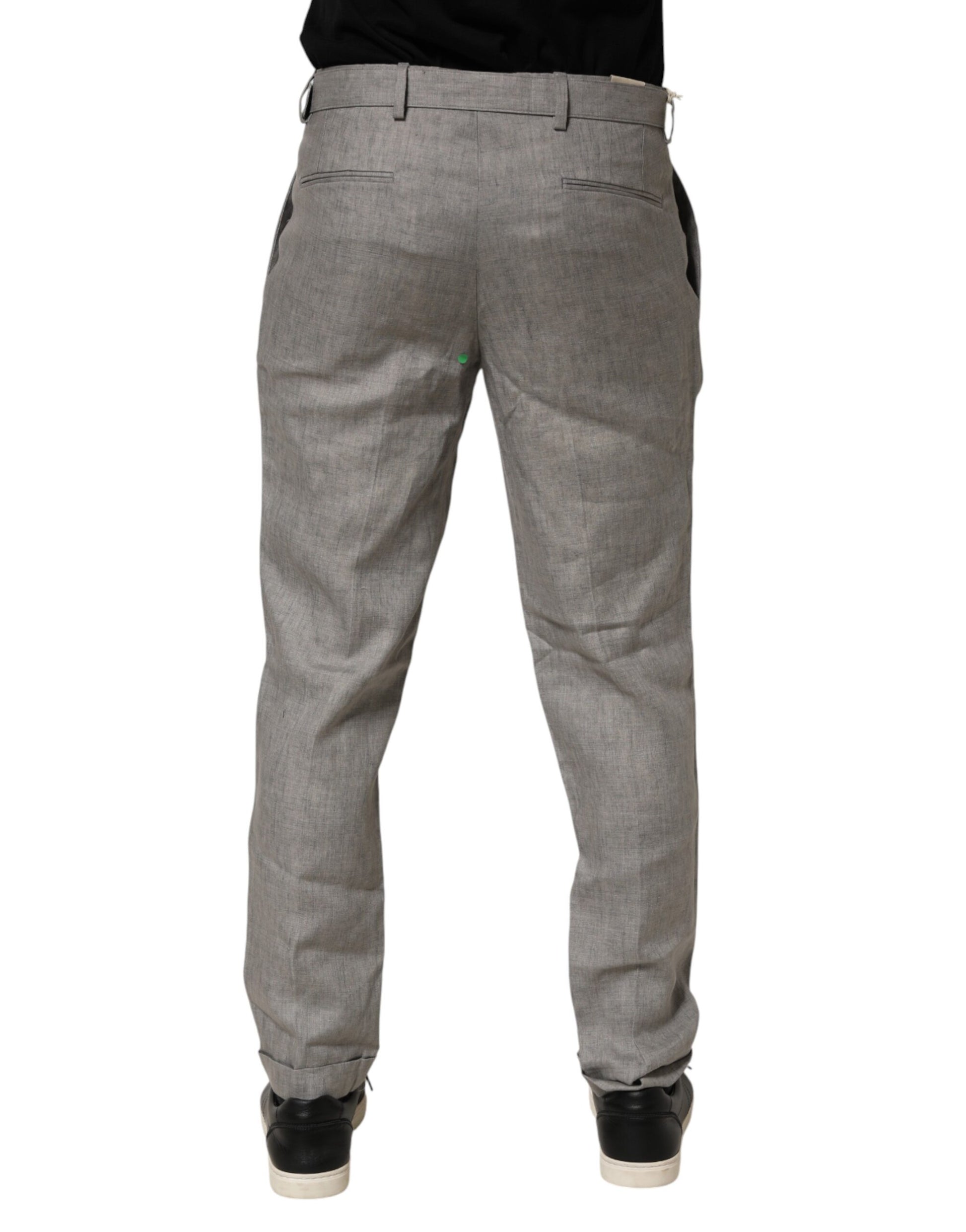 Gray Mid Waist Dress Formal Skinny Men Pants