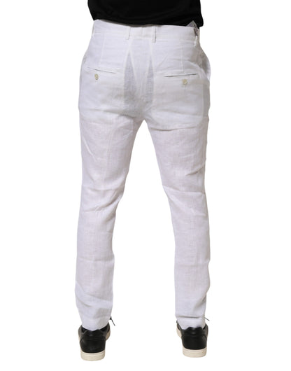 White Linen Formal Dress Trouser Pants