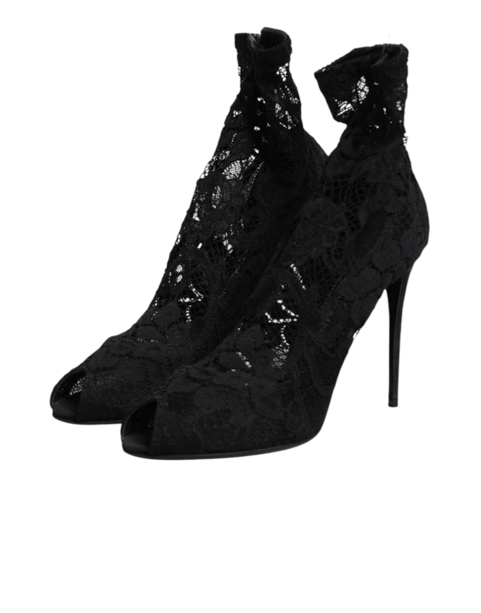 Black Stretch Taormina Lace Boots Shoes