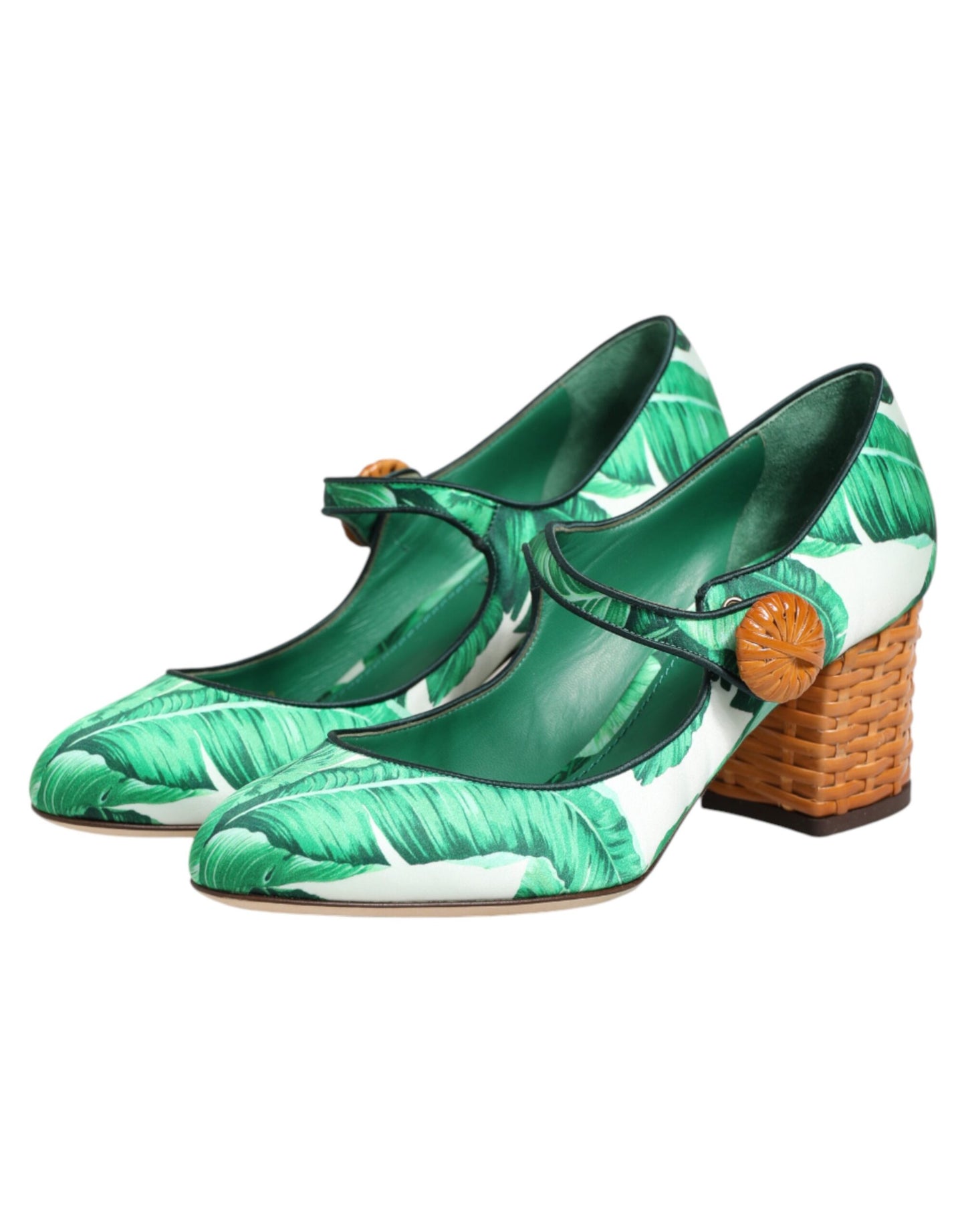 Green Silk MARY JANES Leaf Sandals Shoes