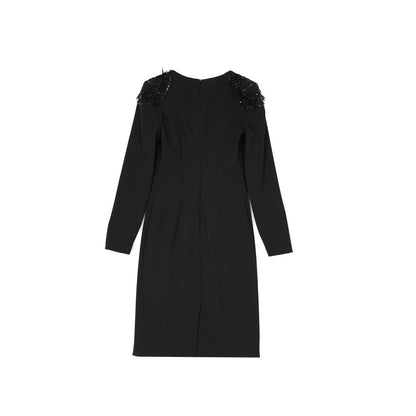 Black Elastane Cocktail Dress