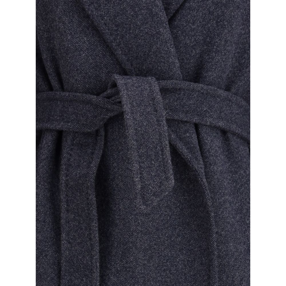 Blue Fleece Wool Coat