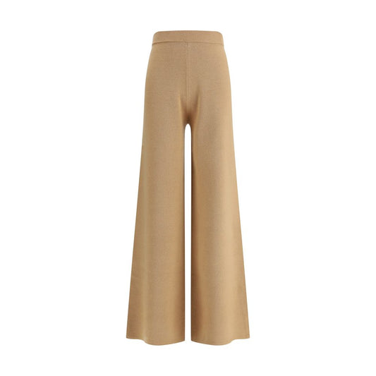 Beige Wool Casual Pants