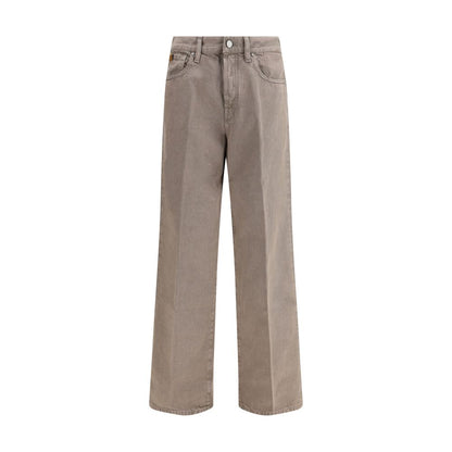 Brown Cotton Relaxed Fit Jeans