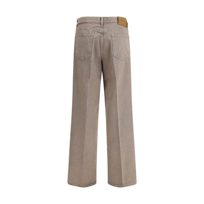 Brown Cotton Relaxed Fit Jeans