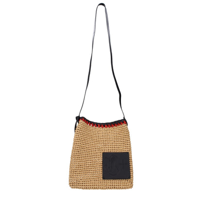 Beige Raffia Crossbody Bag