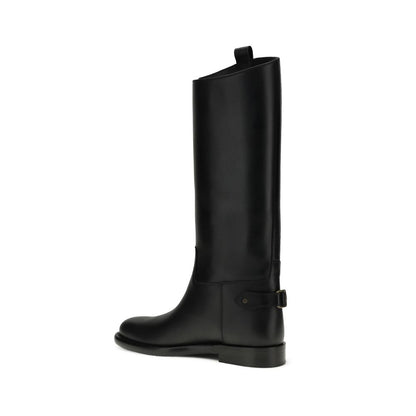 Black Calf Leather Bos Taurus Flat Boots