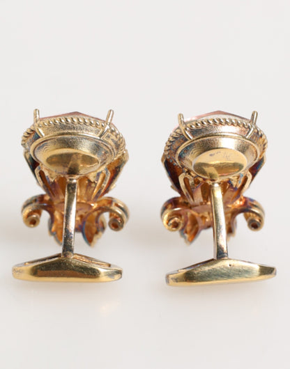 Gold Tone 925 Sterling Silver Crystal Accessory Cufflinks